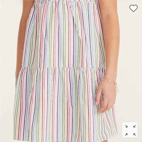 Crewcuts Girls' Puff-Sleeve Dress in Rainbow Seersucker - Size 5 🌈 - Picture 3 of 8